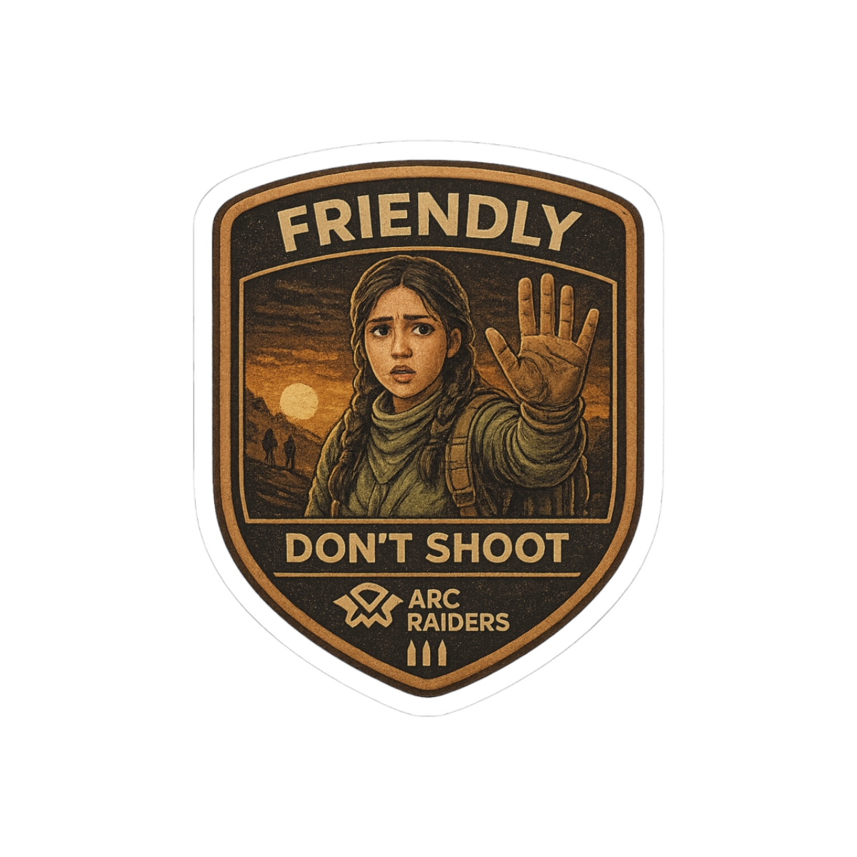 Arc Raiders Friendly Don't Shoot Funny Sticker