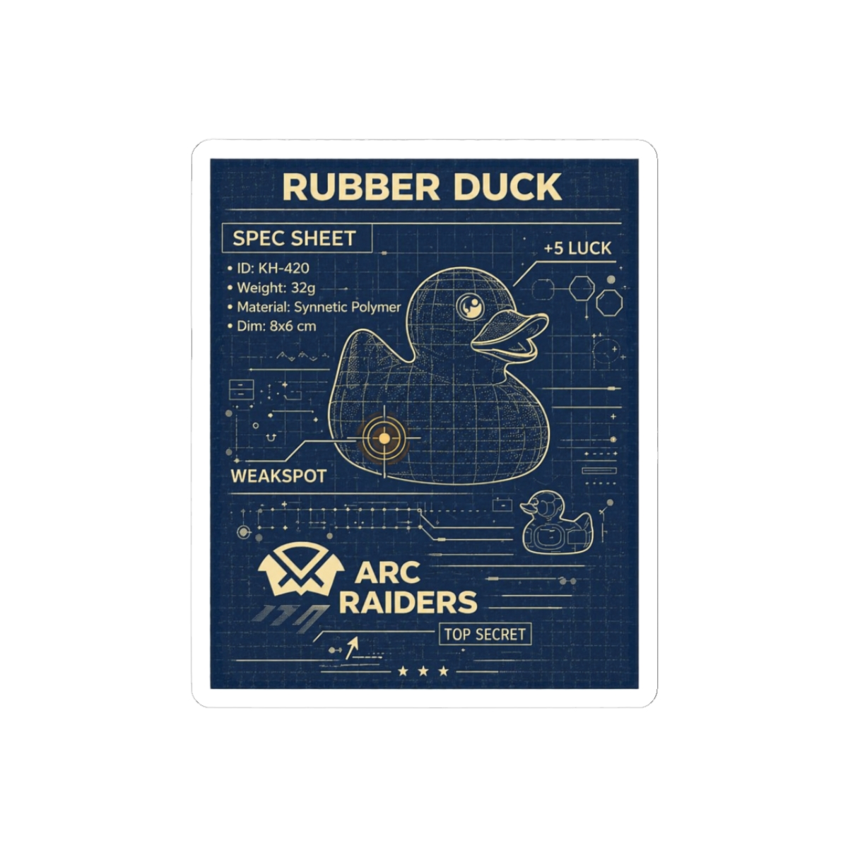 Arc Raiders Rubber Duck Blueprint Gamer Sticker